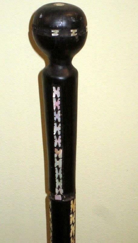 Vintage Oceanic Staff Exotic Dark Wood With Mother Of Pearl