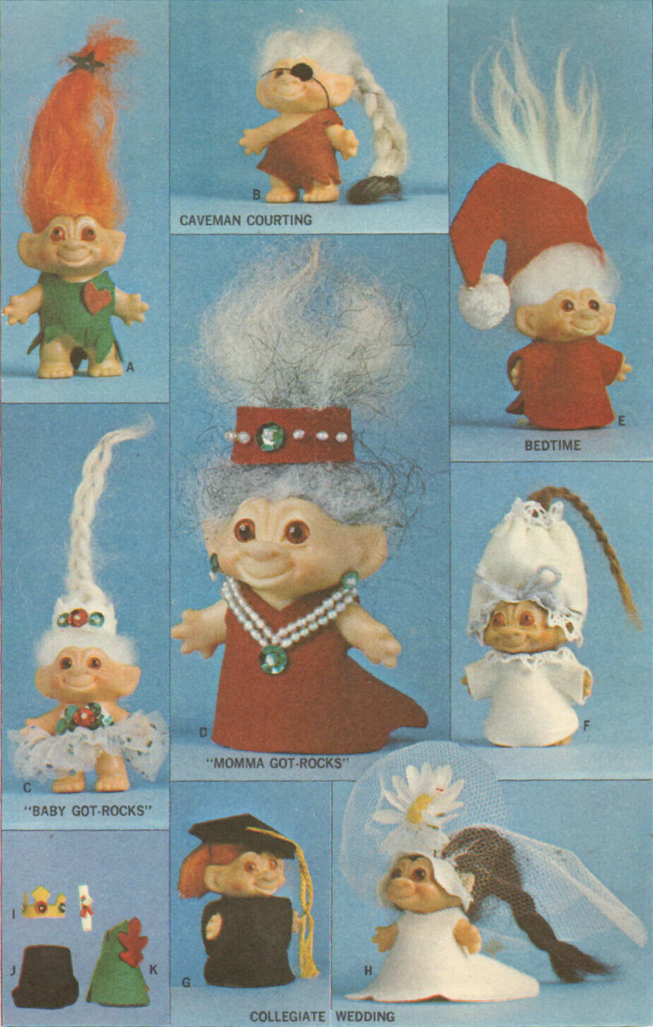 Vtg 1960s Pattern For 3" Troll Dolls Clothing