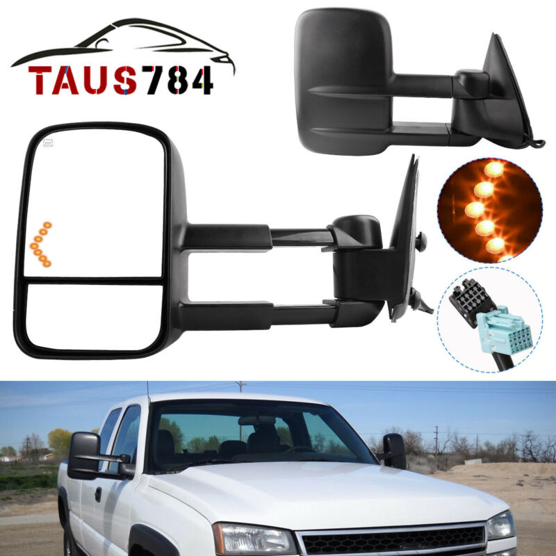 Power Heated Led Signals Tow Mirrors For 03-06 Chevy Silverado 1500/2500/hd/3500