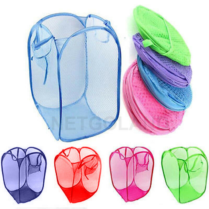 Pop Up Foldable Laundry Basket Mesh Hamper Washing Clothes Bag Storage Bin Ngl-1