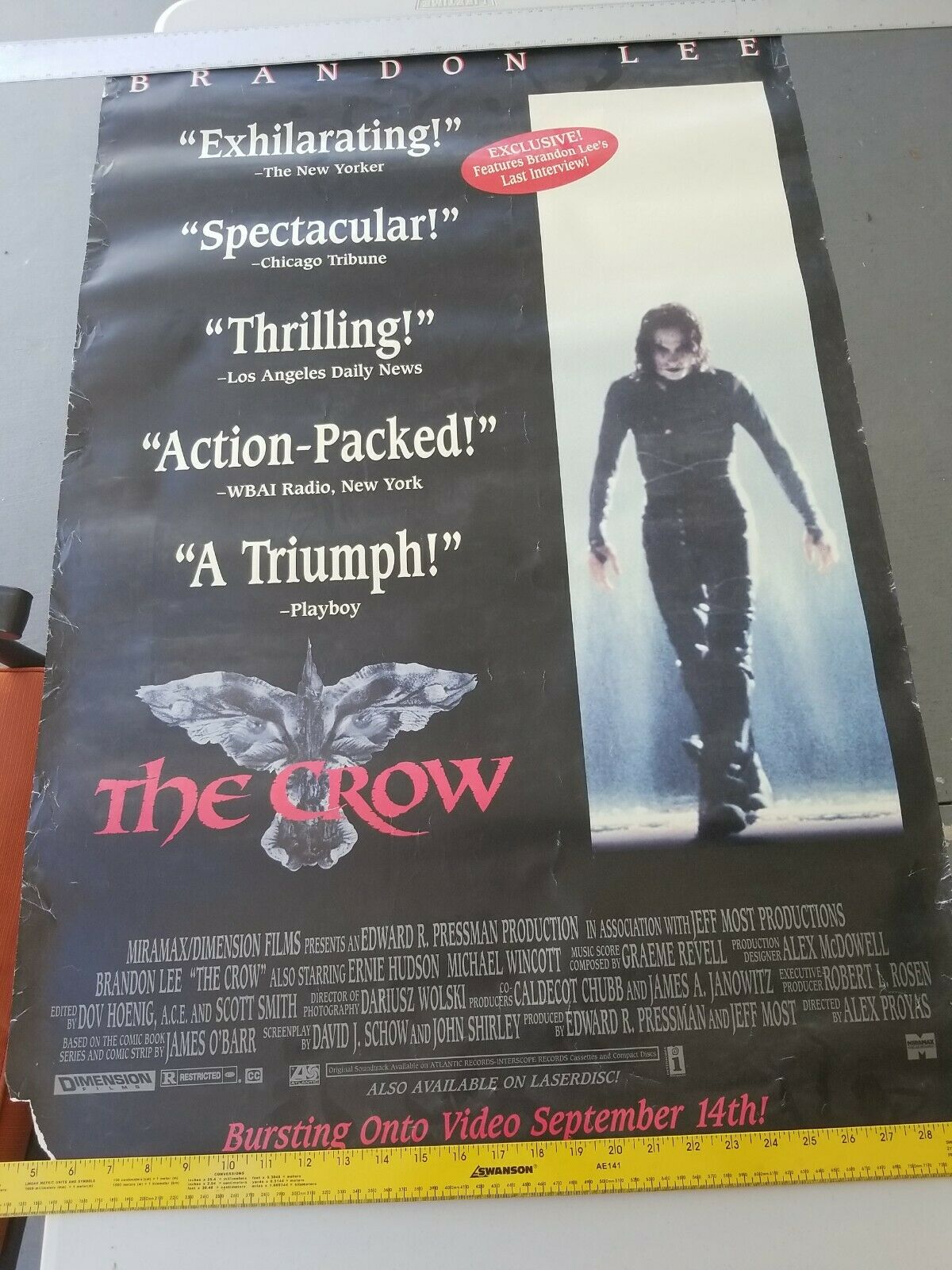 The Crow 1994 Daybill Movie Poster Brandon Lee Undead