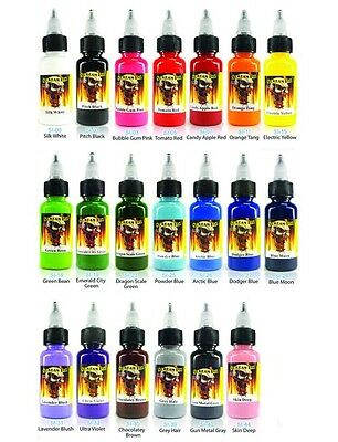 Scream Tattoo Ink 20-pack Color Set 1/2-oz Bottles Black Bright Vibrant Supply